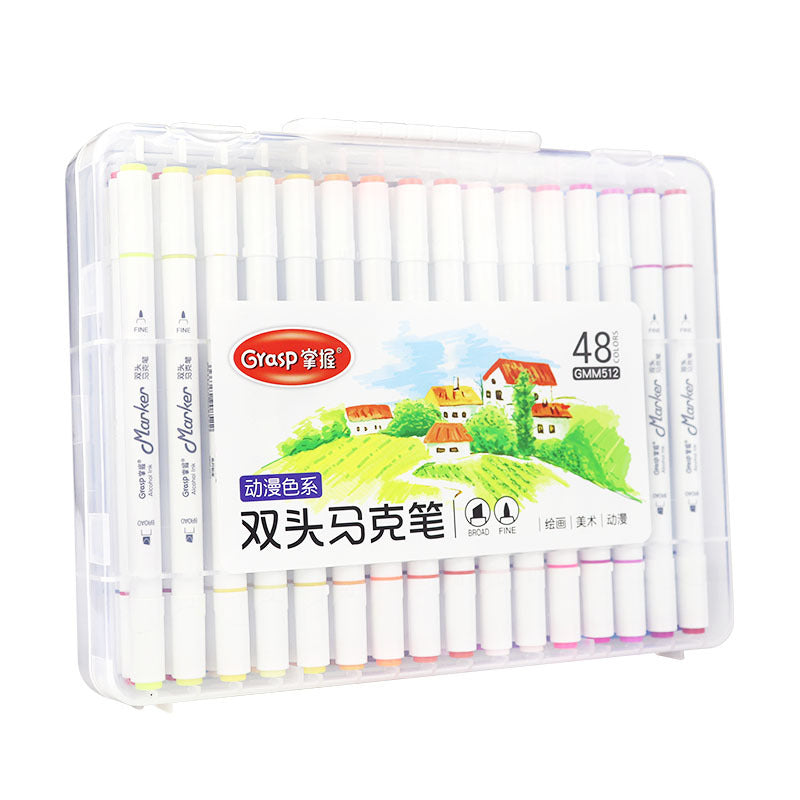 Master Double-headed Marker Art Brush Painting Set Oily 48-color Animation Hand-painting