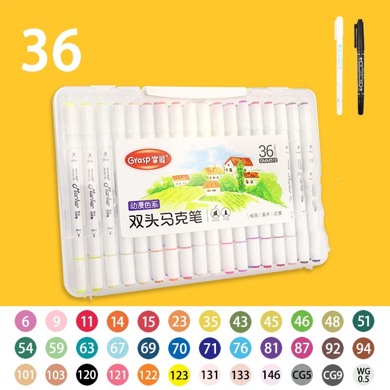 Master Double-headed Marker Art Brush Painting Set Oily 48-color Animation Hand-painting