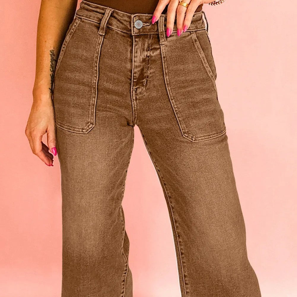 Breen Cropped High Rise Wide Leg Jeans