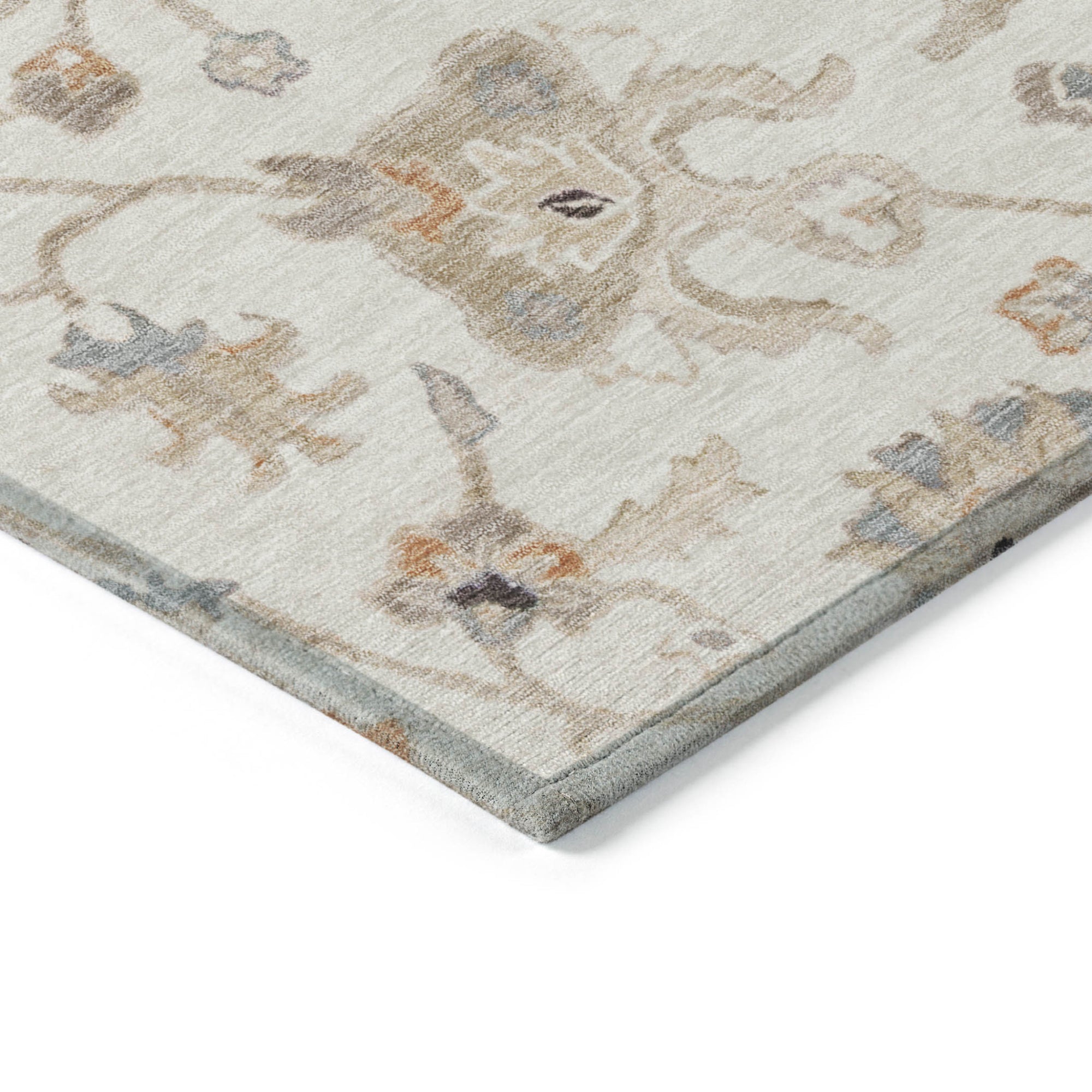 8' X 10' Ivory Brown And Coral Floral Washable Indoor Outdoor Area Rug-3