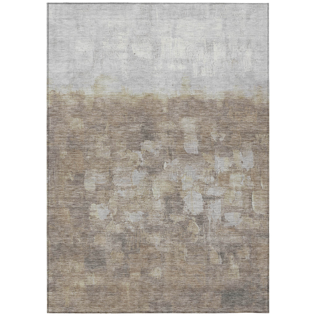 8' X 10' Taupe And Silver Abstract Washable Indoor Outdoor Area Rug-8