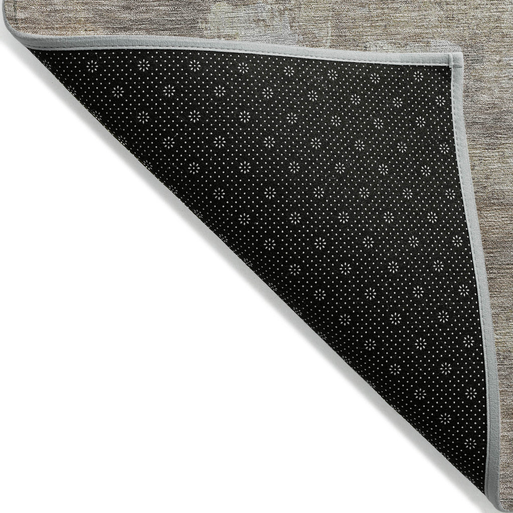 8' X 10' Taupe And Silver Abstract Washable Indoor Outdoor Area Rug-1