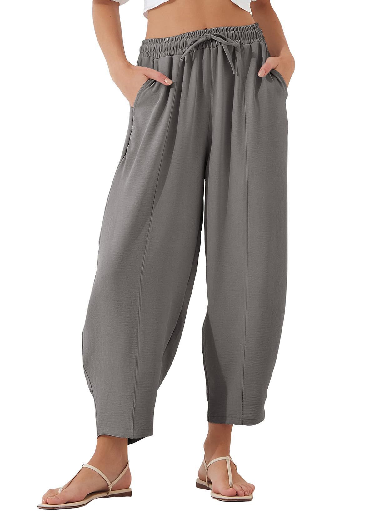 Pleated Mid-waist Straight Loose Casual Cotton And Linen Cropped Pants