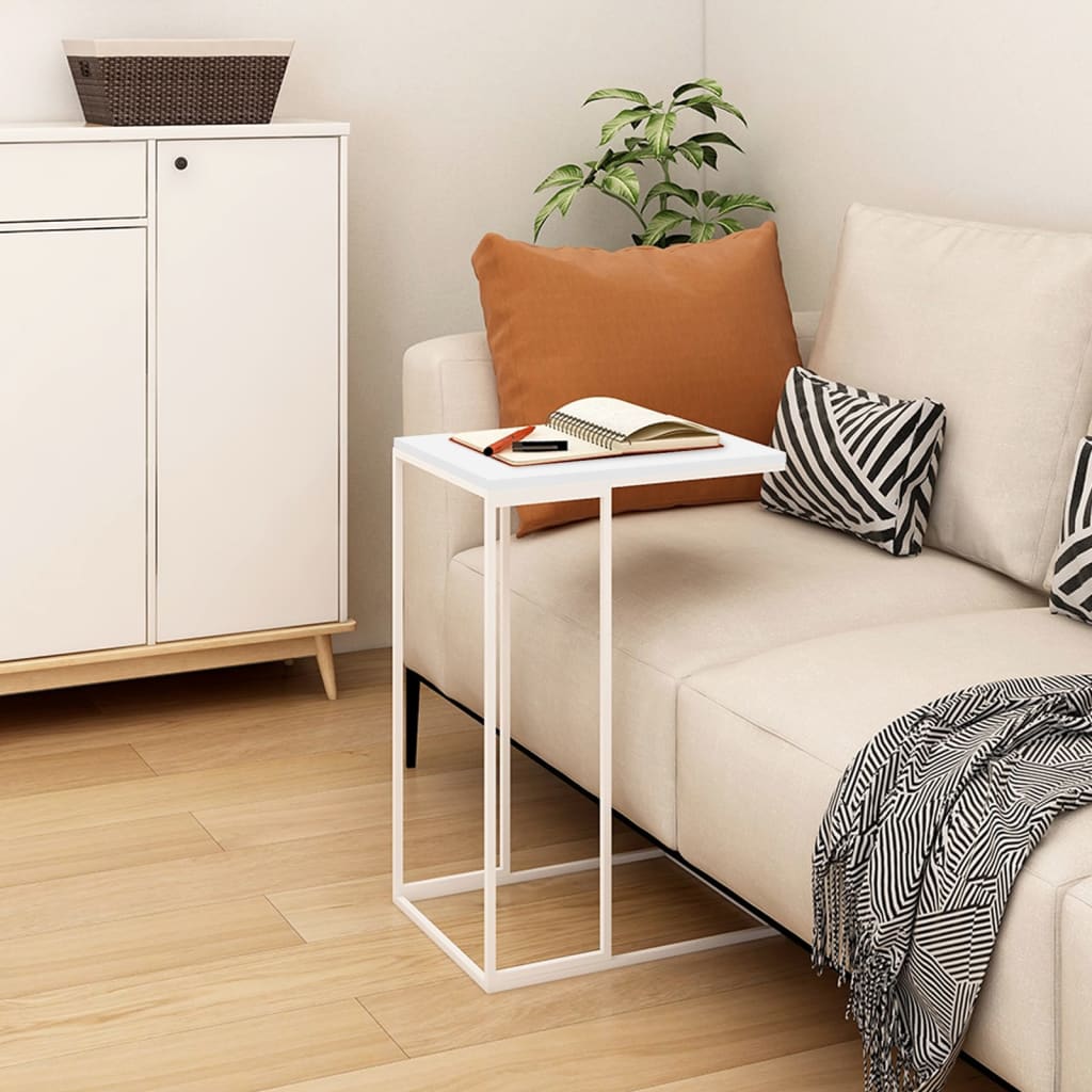 vidaXL Side Table White 15.7"x11.8"x23.2" Engineered Wood-0