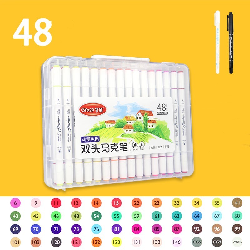 Master Double-headed Marker Art Brush Painting Set Oily 48-color Animation Hand-painting