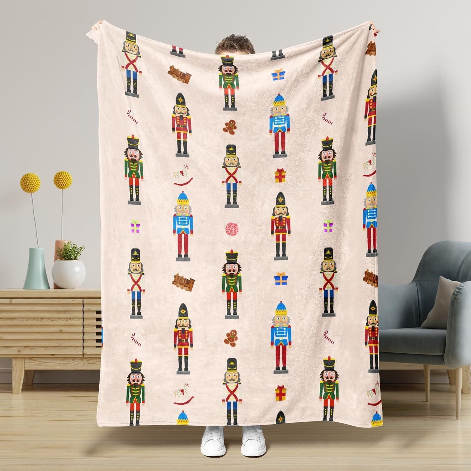 Nutcracker Pattern Blanket Boy Girl Christmas Gift Four Seasons Universal Suitable For Bed Sofa Decoration