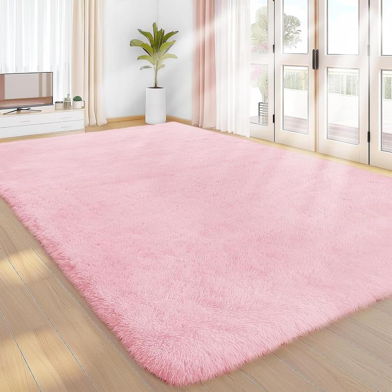 Solid Color Fluffy Rug, 1 Count Non-Slip Soft Plush Area Rug, Soft Shaggy Rug, Fluffy Modern Rug, Decorative Carpet for Home Living Room Bedroom Study Room, Home Decor, Furry Soft Rugs